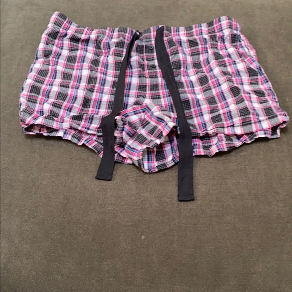 Pink and Black Plaid Pajama Shorts